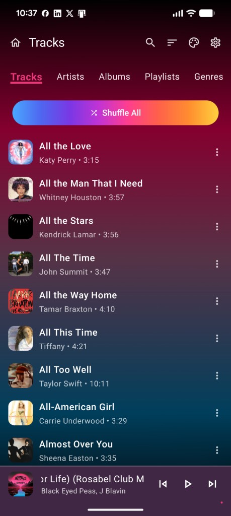 ShuffleIt tracks library on Android