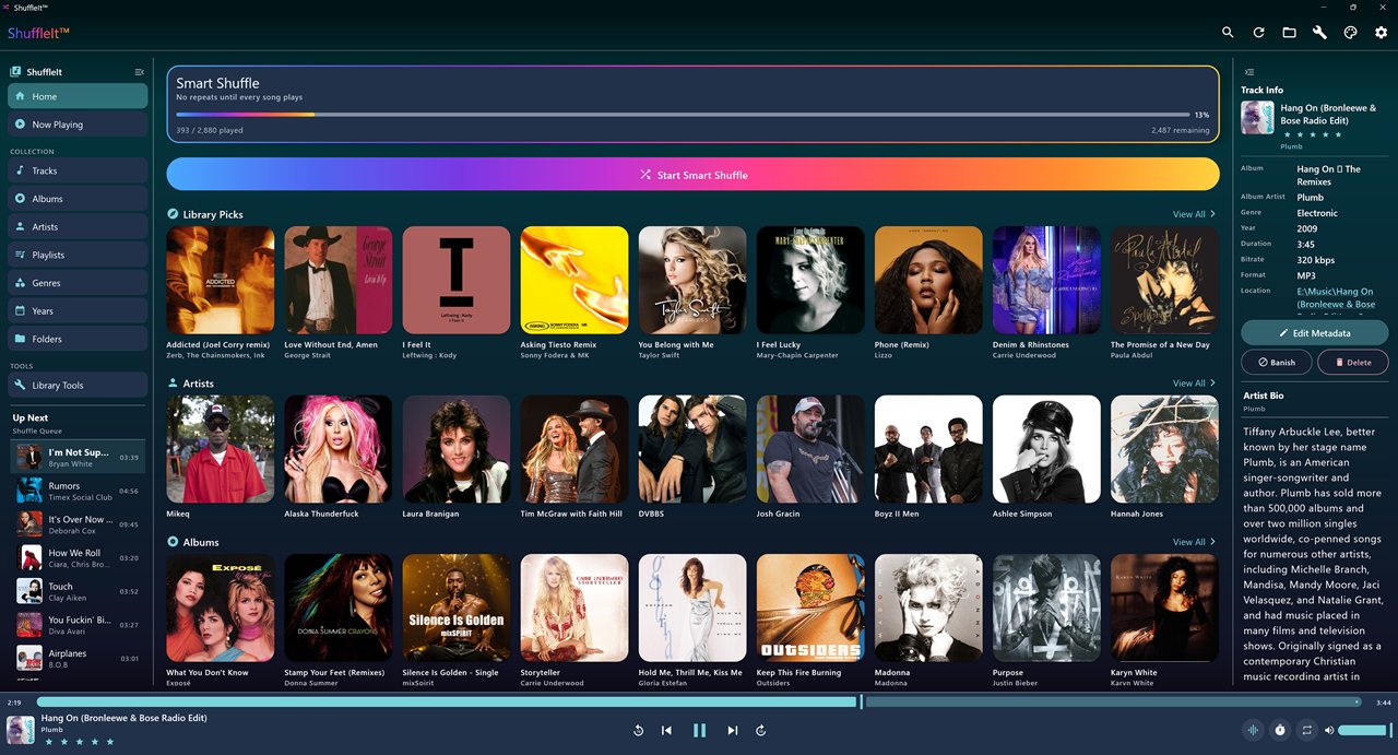 ShuffleIt home with Smart Shuffle on Windows